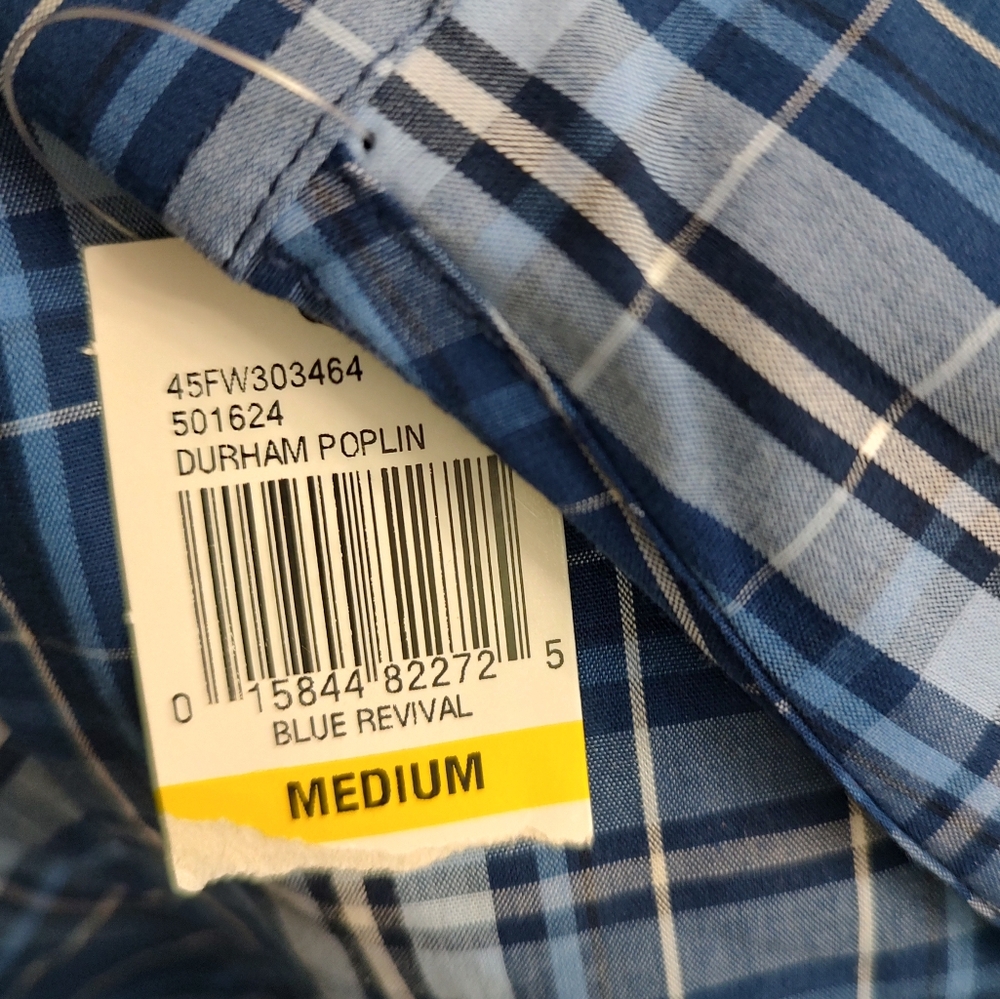 Izod M Cotton Durham Poplin Button Down L/S Shirt In Blue Revival Plaid NWT Read - Picture 8 of 10